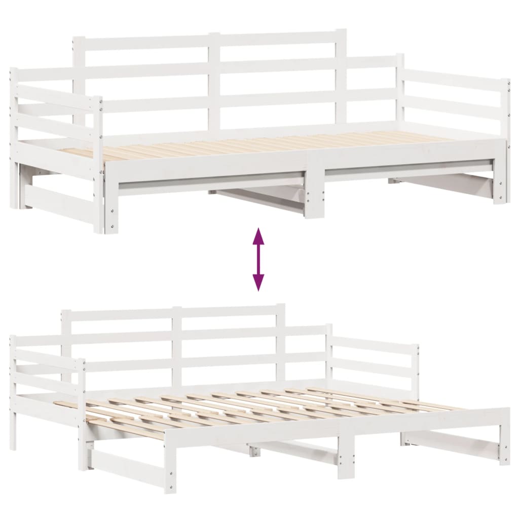 Daybed with Trundle and Drawers without Mattress White 80x200 cm