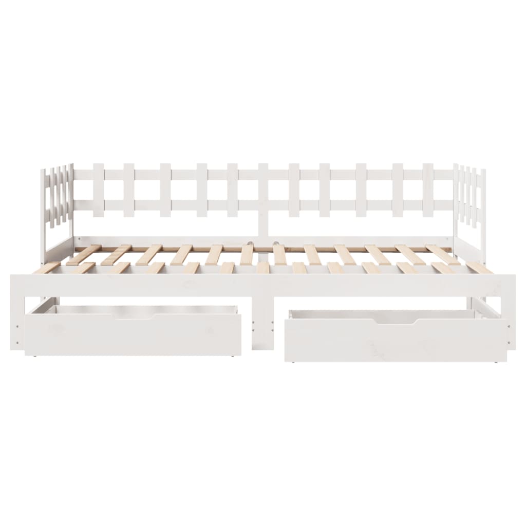 Daybed with Trundle and Drawers without Mattress White 80x200 cm