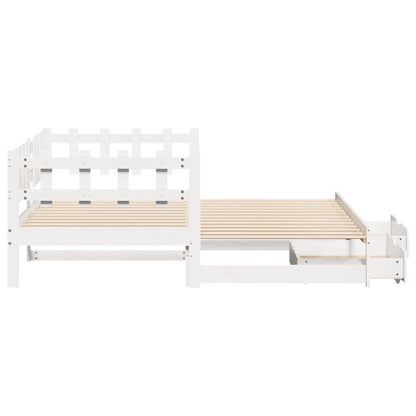 Daybed with Trundle and Drawers without Mattress White 80x200 cm