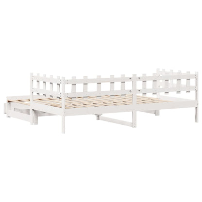 Daybed with Trundle and Drawers without Mattress White 80x200 cm