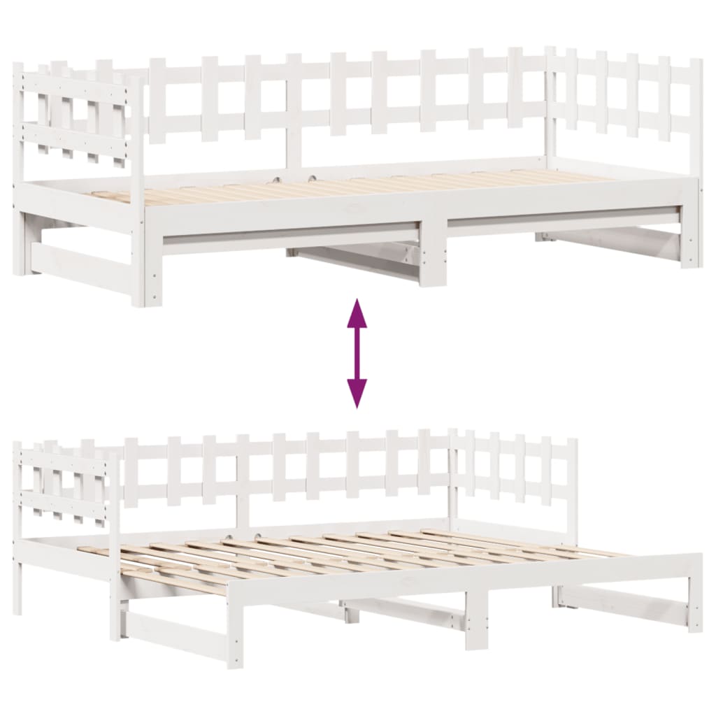 Daybed with Trundle and Drawers without Mattress White 80x200 cm