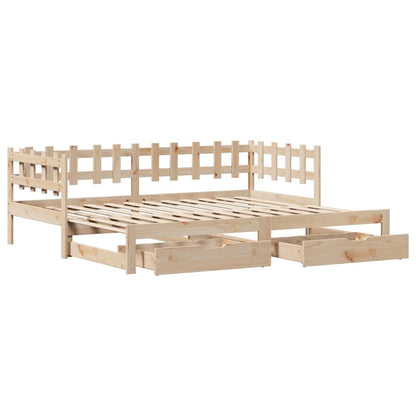 Daybed with Trundle and Drawers without Mattress 80x200 cm