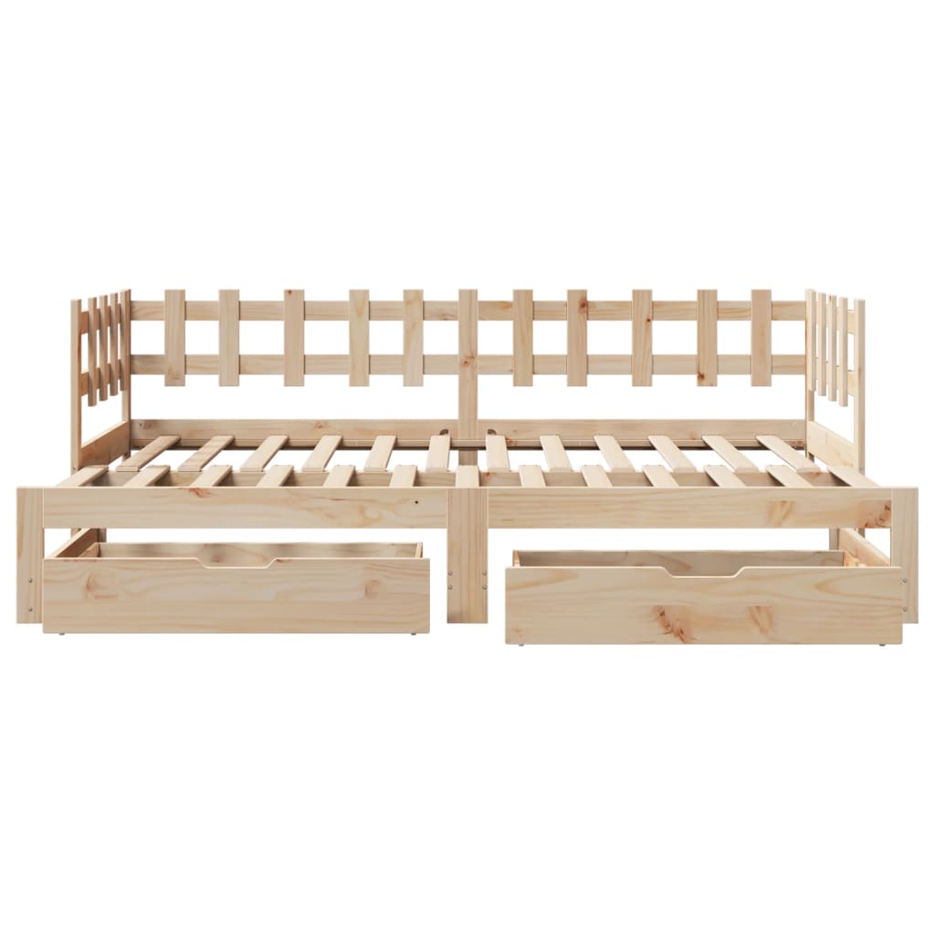 Daybed with Trundle and Drawers without Mattress 80x200 cm