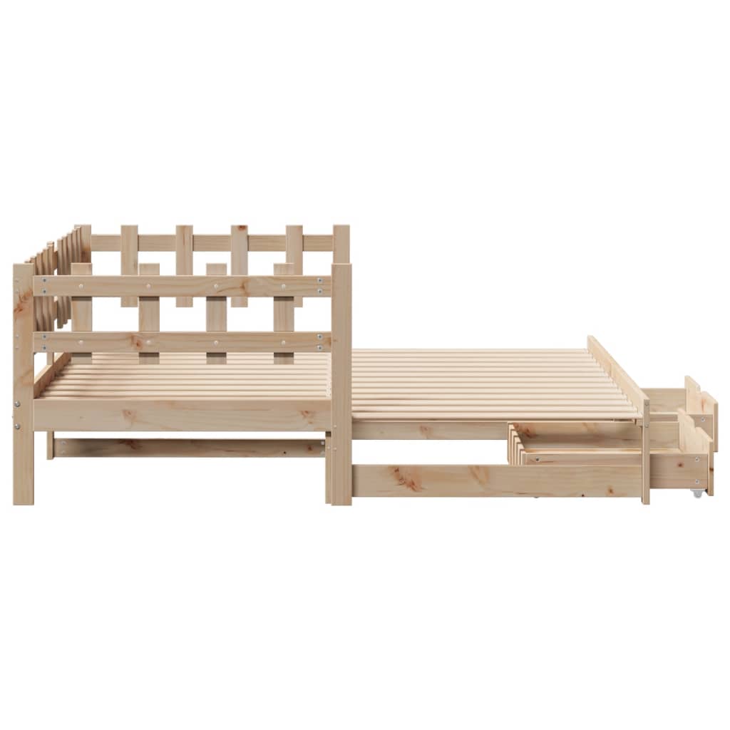 Daybed with Trundle and Drawers without Mattress 80x200 cm