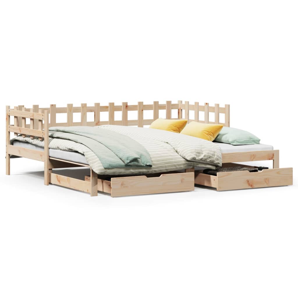 Daybed with Trundle and Drawers without Mattress 80x200 cm