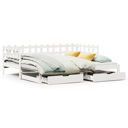 Daybed with Trundle and Drawers without Mattress White 80x200 cm