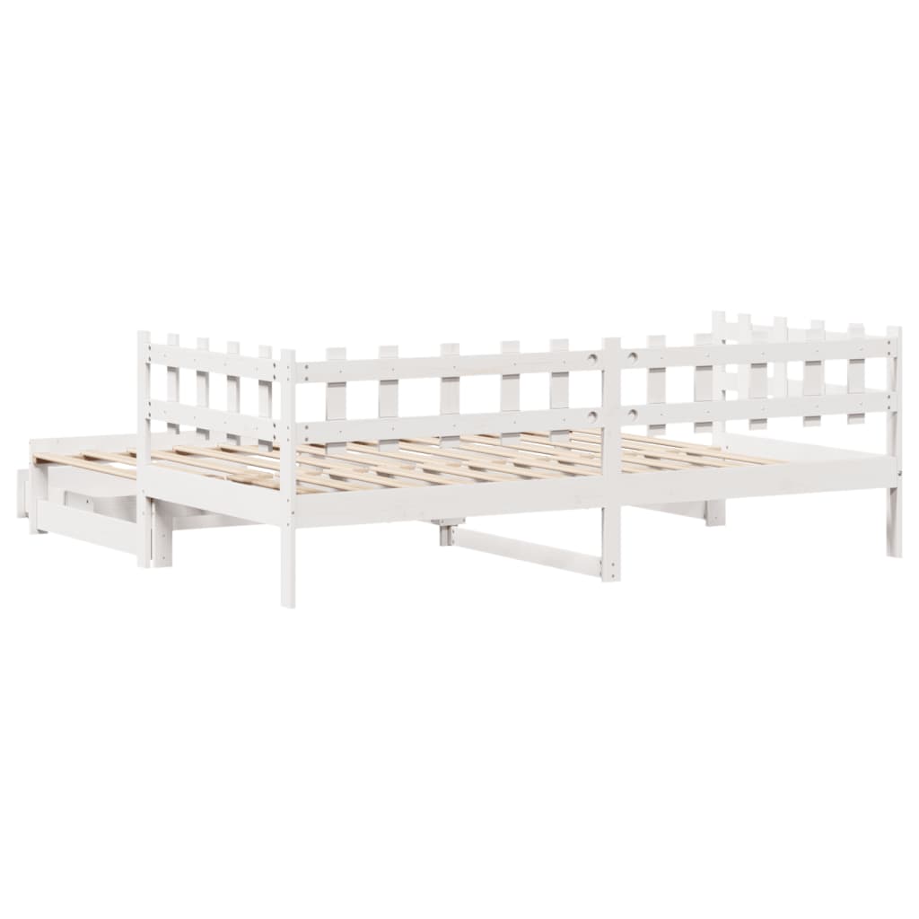 Daybed with Trundle and Drawers without Mattress White 90x200 cm