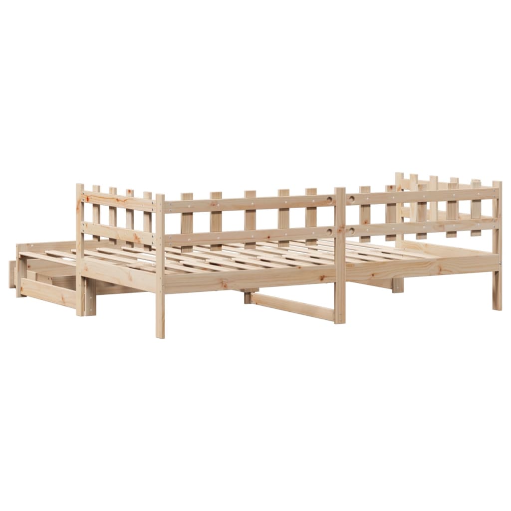 Daybed with Trundle and Drawers 90x190 cm Solid Wood Pine