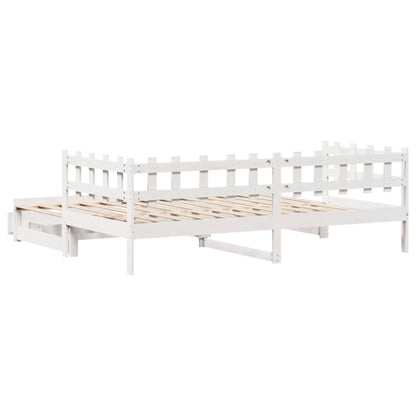 Daybed with Trundle and Drawers without Mattress White 90x190 cm Single