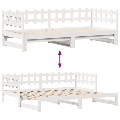 Daybed with Trundle and Drawers without Mattress White 90x190 cm Single