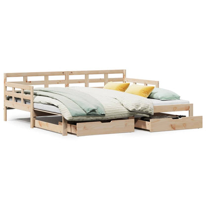 Daybed with Trundle and Drawers without Mattress 90x200 cm