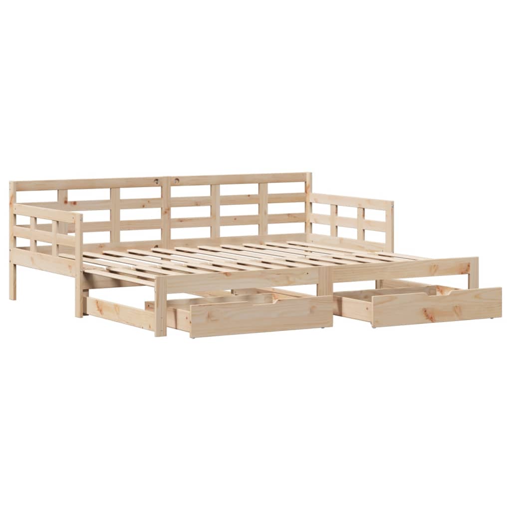 Daybed with Trundle and Drawers without Mattress 90x200 cm