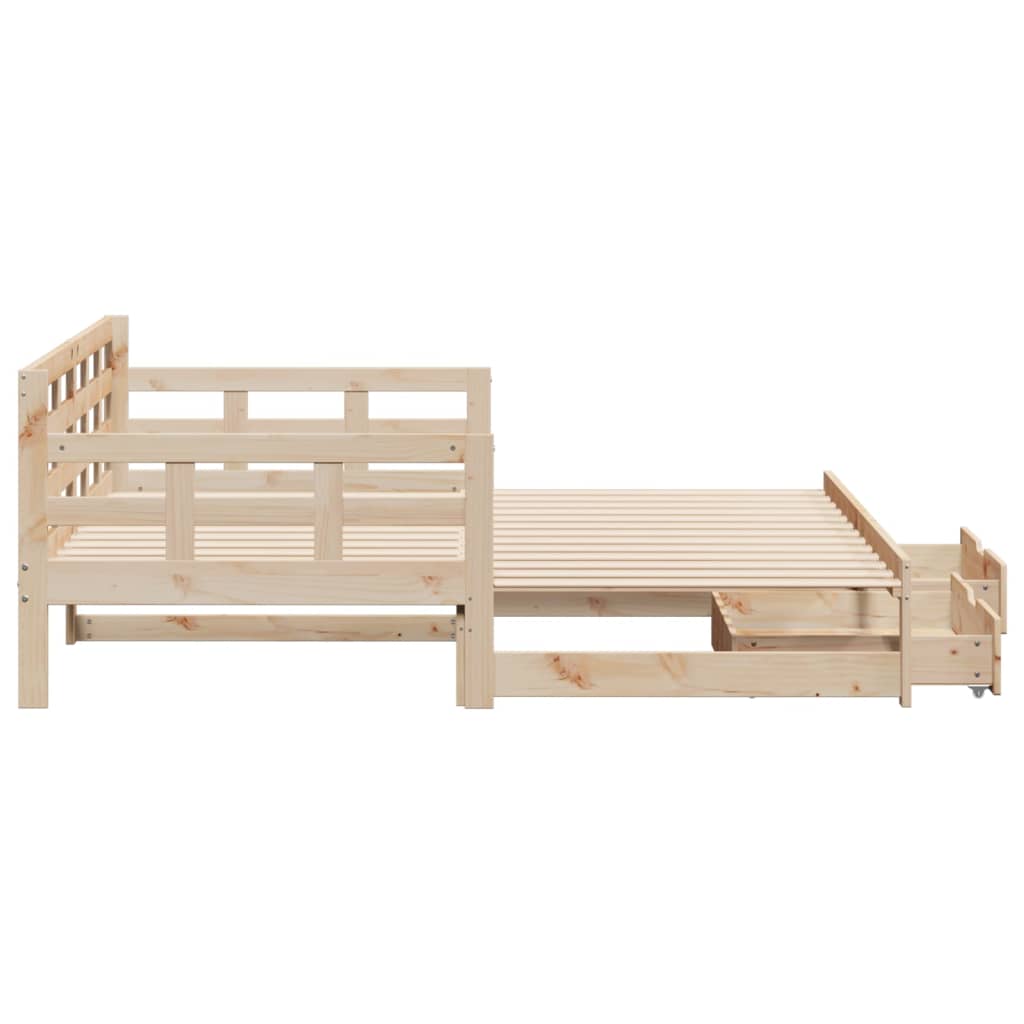 Daybed with Trundle and Drawers without Mattress 90x200 cm