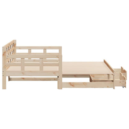 Daybed with Trundle and Drawers without Mattress 90x200 cm