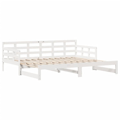 Daybed with Trundle and Drawers without Mattress White 90x200 cm