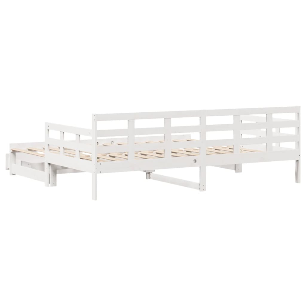 Daybed with Trundle and Drawers without Mattress White 90x200 cm