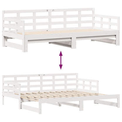 Daybed with Trundle and Drawers without Mattress White 90x200 cm