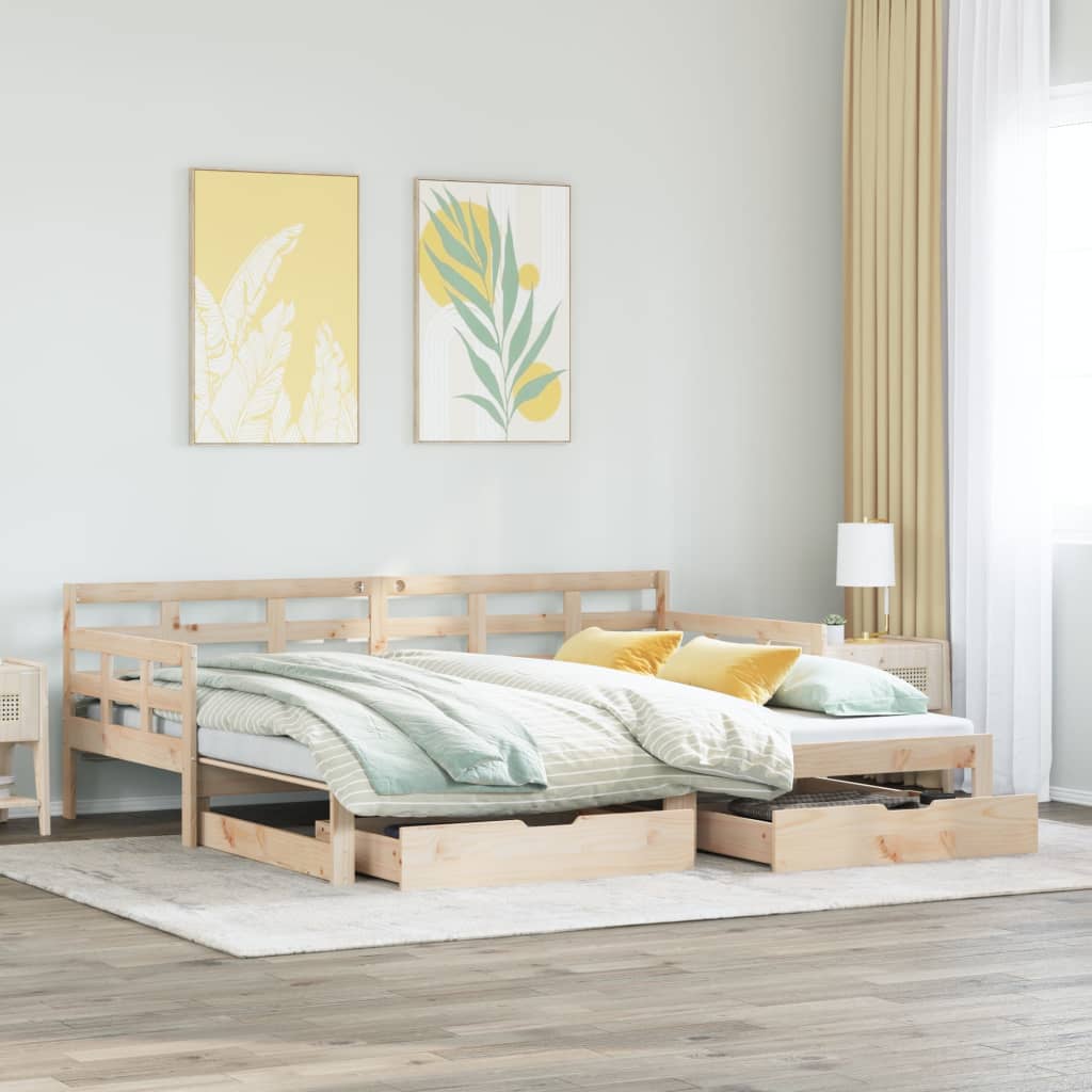 Daybed with Trundle and Drawers without Mattress 80x200 cm