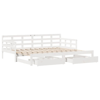 Daybed with Trundle and Drawers without Mattress White 80x200 cm