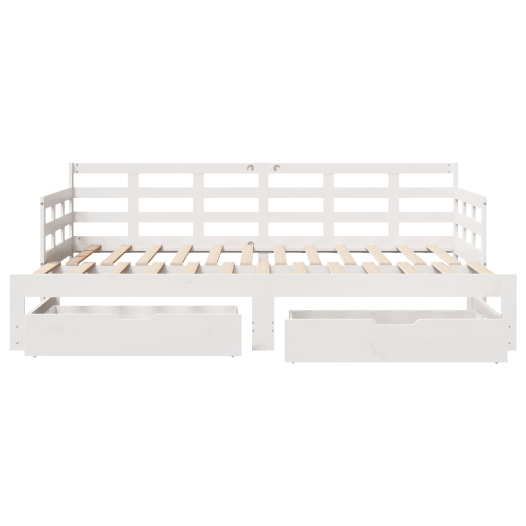 Daybed with Trundle and Drawers without Mattress White 80x200 cm