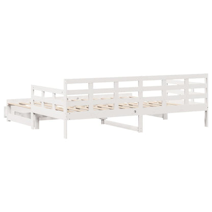 Daybed with Trundle and Drawers without Mattress White 80x200 cm