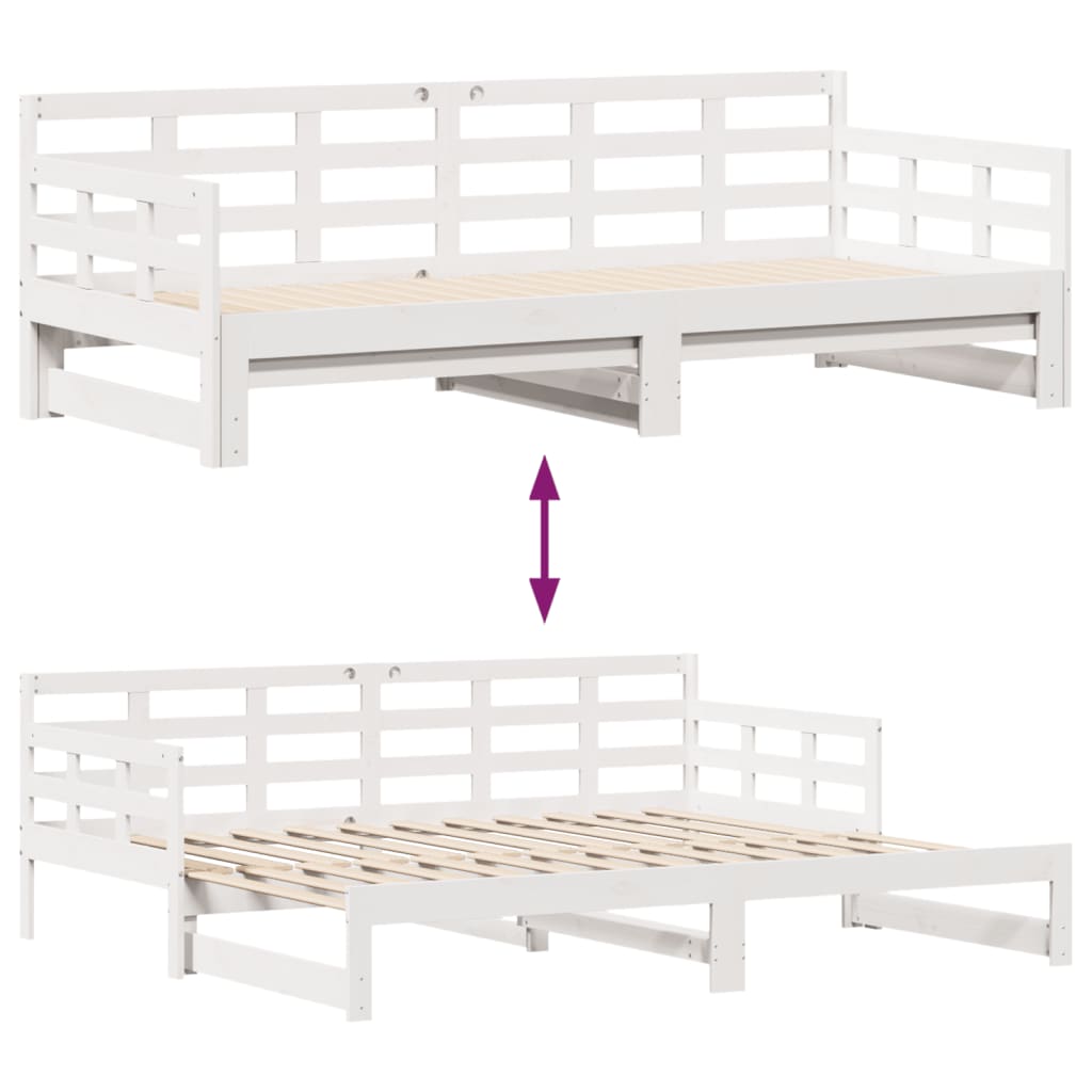 Daybed with Trundle and Drawers without Mattress White 80x200 cm