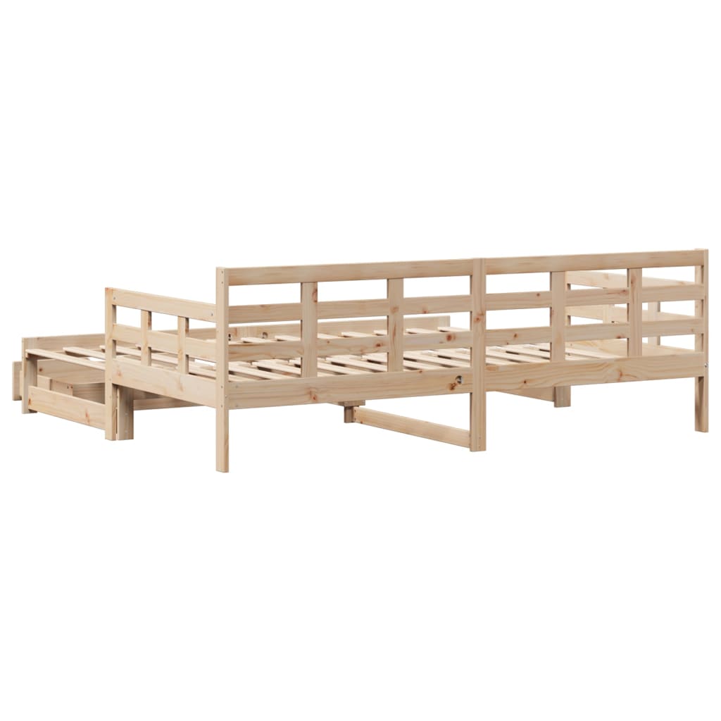 Daybed with Trundle and Drawers without Mattress 90x190 cm Single