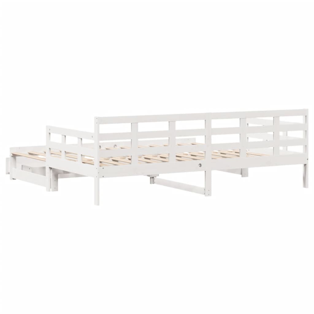 Daybed with Trundle and Drawers without Mattress White 90x190 cm Single