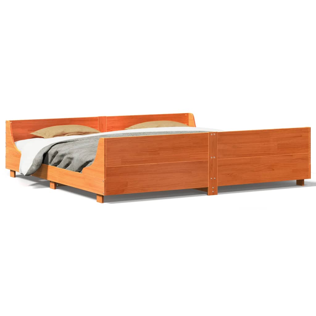 Bed Frame without Mattress Wax Brown 200x200 cm Solid Wood Pine