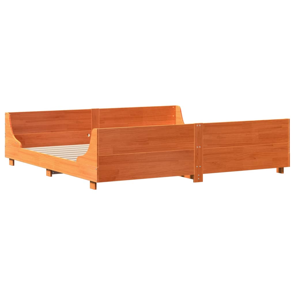 Bed Frame without Mattress Wax Brown 200x200 cm Solid Wood Pine