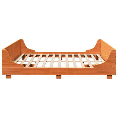 Bed Frame without Mattress Wax Brown 200x200 cm Solid Wood Pine