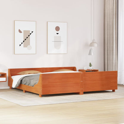 Bed Frame without Mattress Wax Brown 200x200 cm Solid Wood Pine