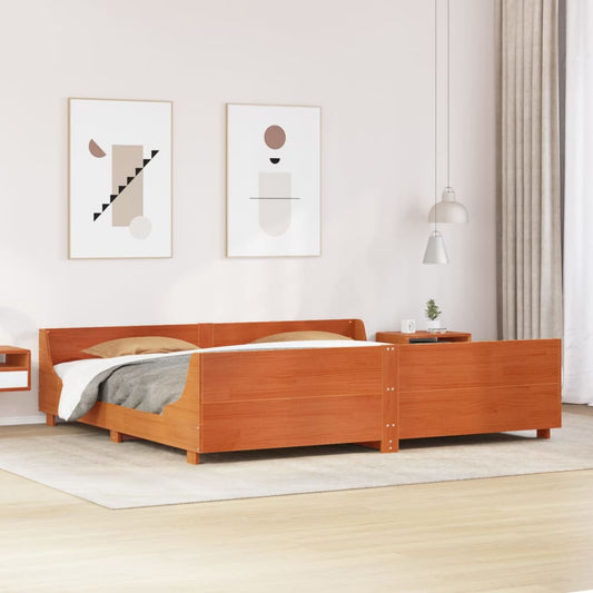 Bed Frame without Mattress Wax Brown 180x200 cm Super King Solid Wood Pine