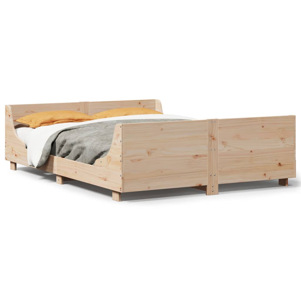 Bed Frame without Mattress 150x200 cm King Size Solid Wood Pine