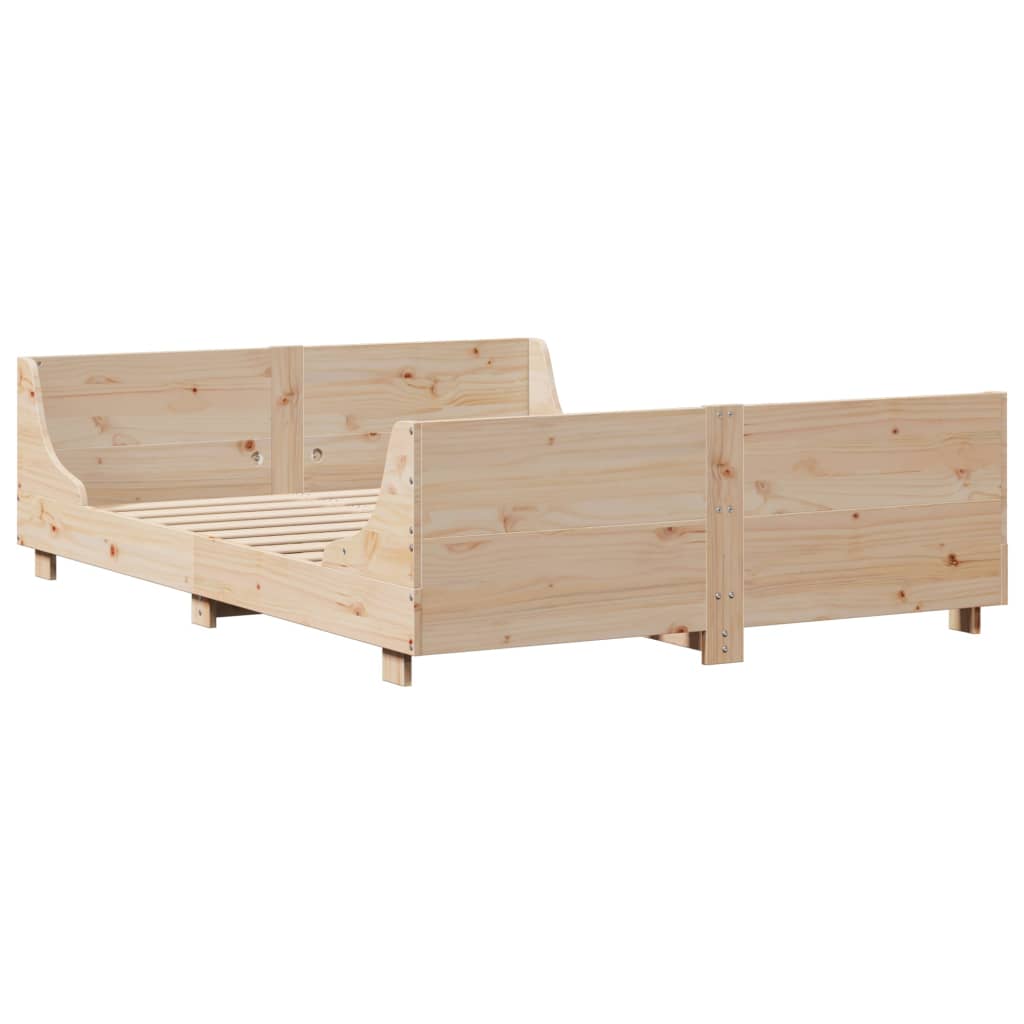 Bed Frame without Mattress 150x200 cm King Size Solid Wood Pine