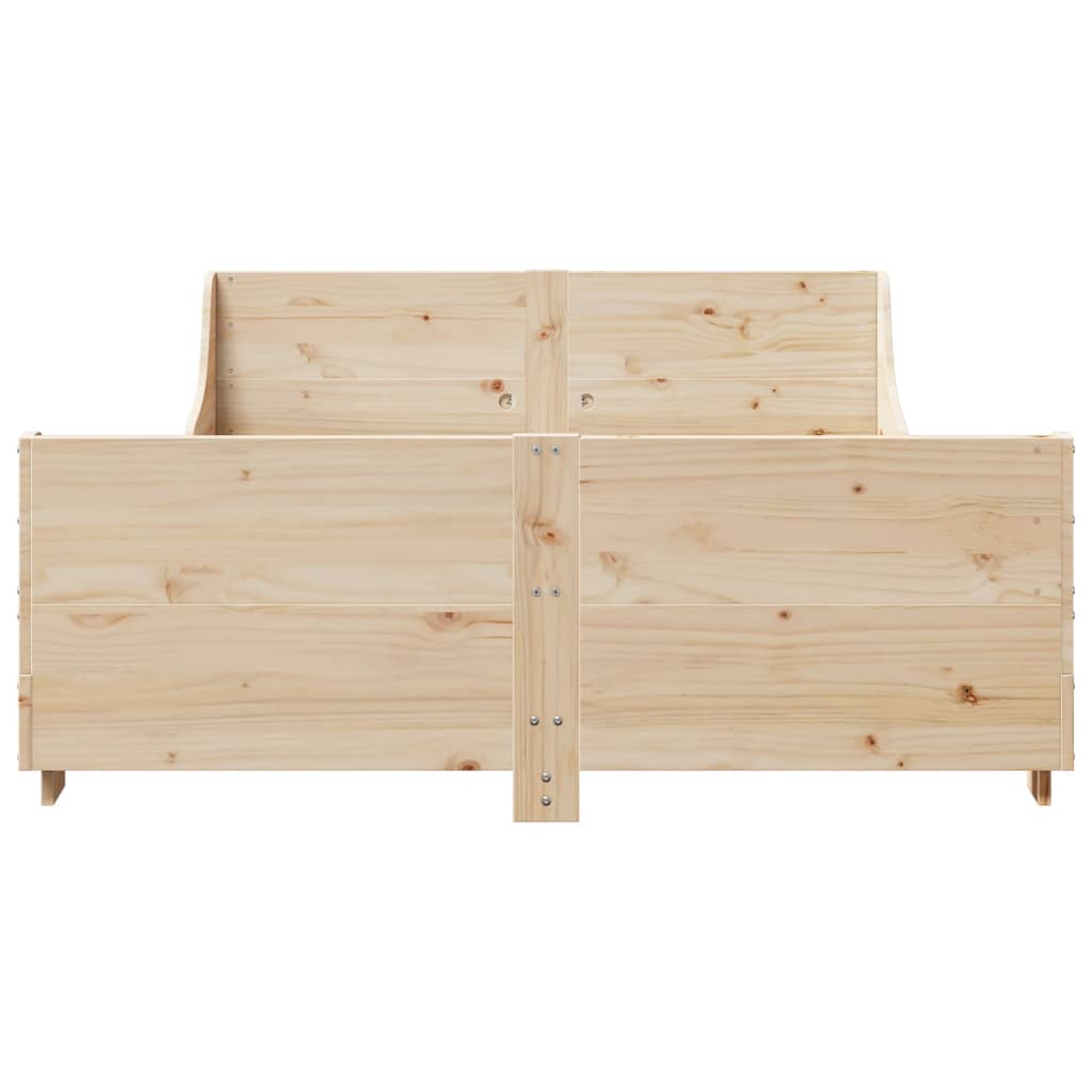 Bed Frame without Mattress 150x200 cm King Size Solid Wood Pine