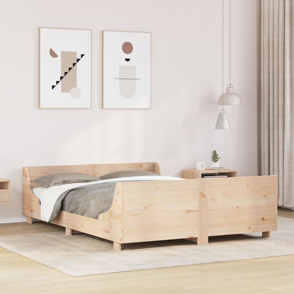 Bed Frame without Mattress 150x200 cm King Size Solid Wood Pine