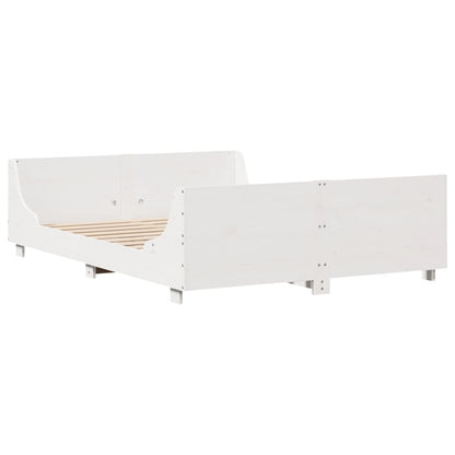 Bed Frame with Headboard White 150x200 cm King Size Solid Wood Pine