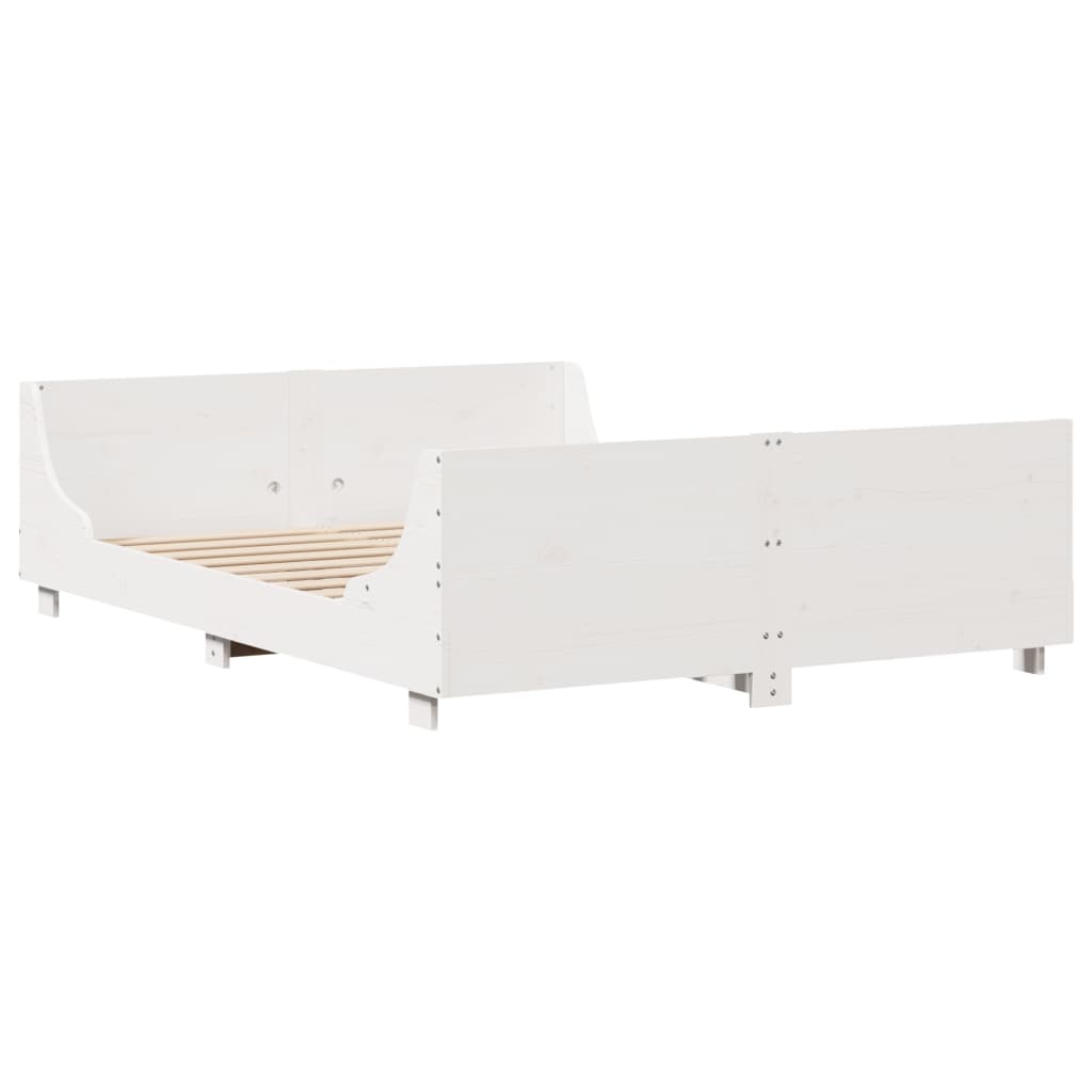 Bed Frame without Mattress White 140x190 cm Solid Wood Pine