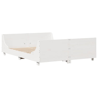 Bed Frame without Mattress White 140x190 cm Solid Wood Pine