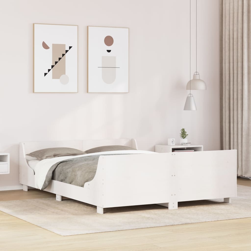 Bed Frame without Mattress White 140x190 cm Solid Wood Pine