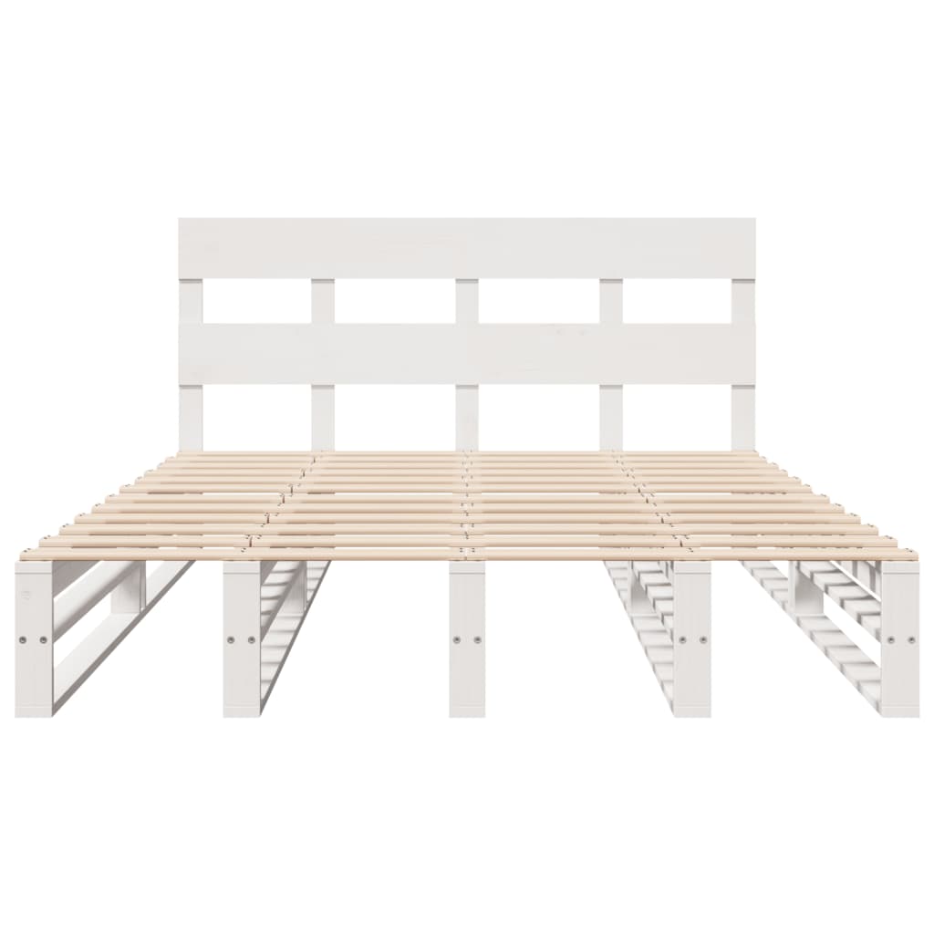 Bed Frame without Mattress White 120x200 cm Solid Wood Pine