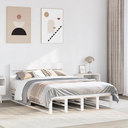 Bed Frame without Mattress White 120x200 cm Solid Wood Pine