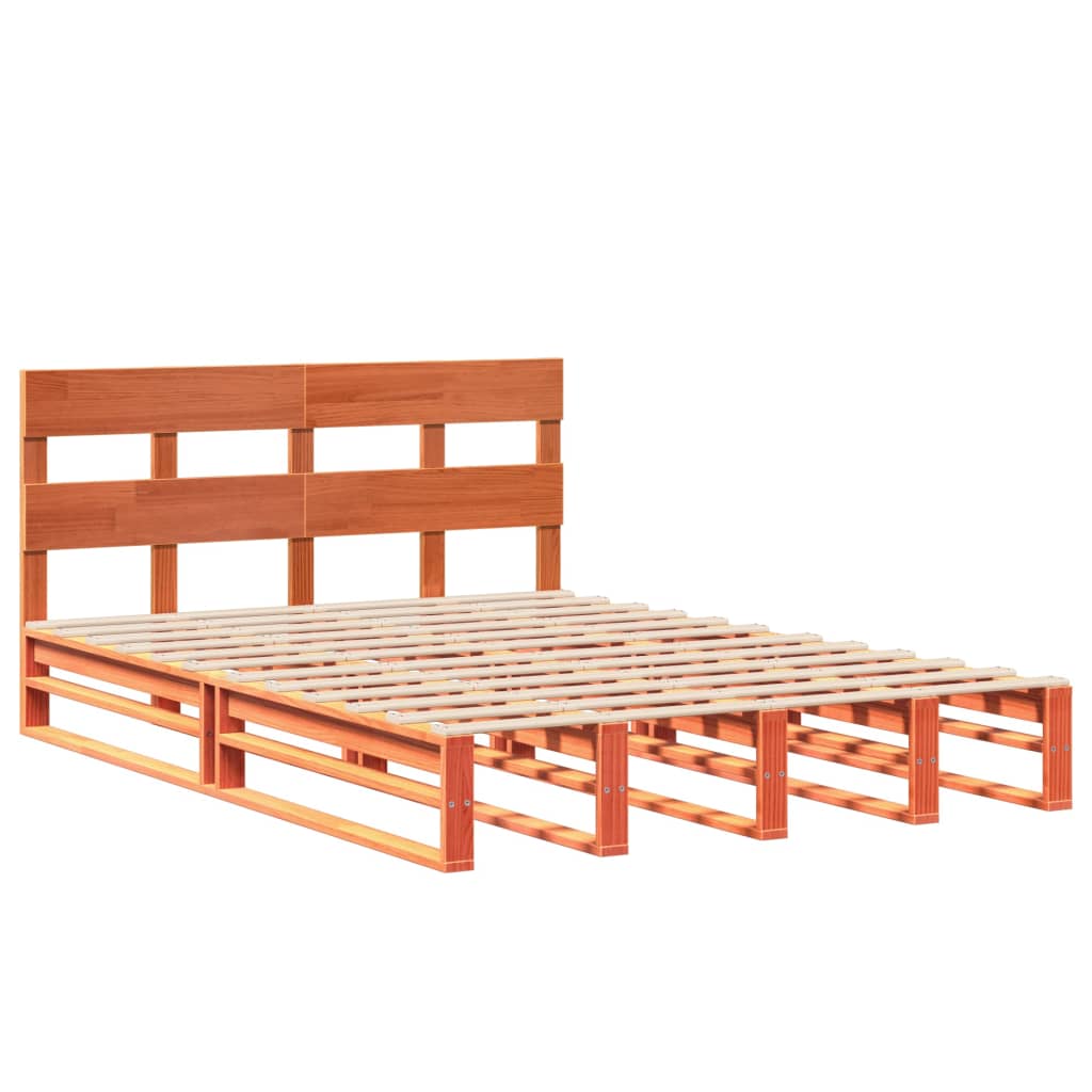 Bed Frame without Mattress Wax Brown 120x200 cm Solid Wood Pine