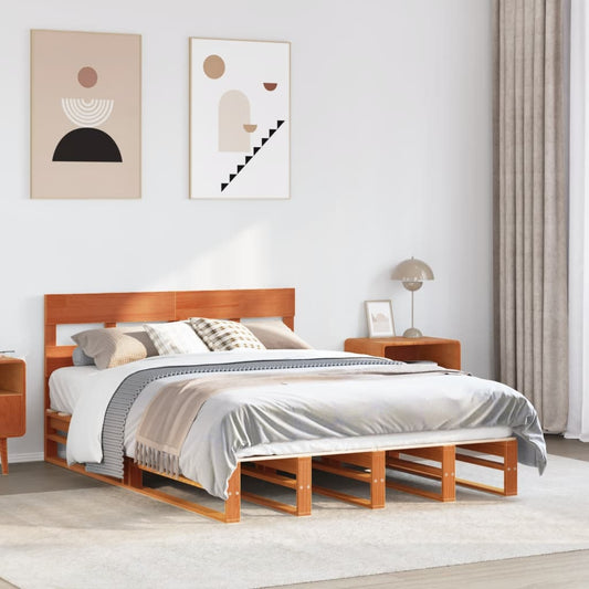 Bed Frame without Mattress Wax Brown 120x200 cm Solid Wood Pine