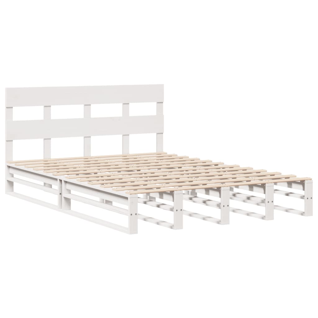 Bed Frame without Mattress White 140x200 cm Solid Wood Pine