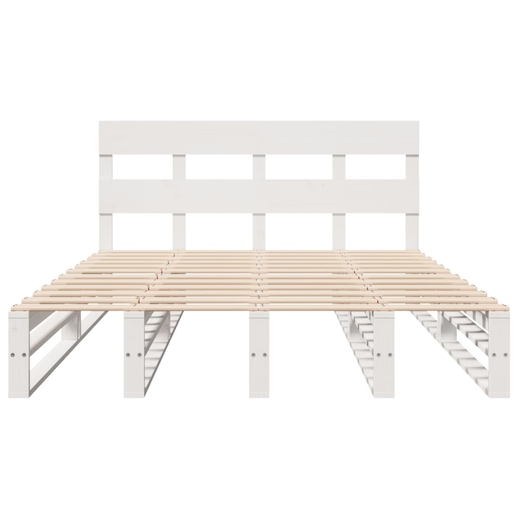 Bed Frame without Mattress White 140x200 cm Solid Wood Pine