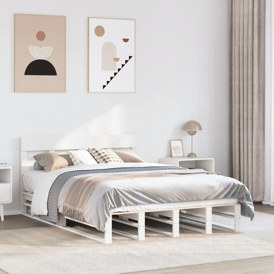 Bed Frame without Mattress White 140x200 cm Solid Wood Pine