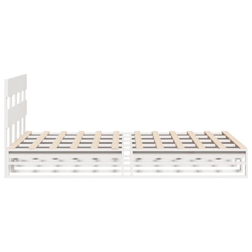 Bed Frame without Mattress White 150x200 cm King Size Solid Wood Pine