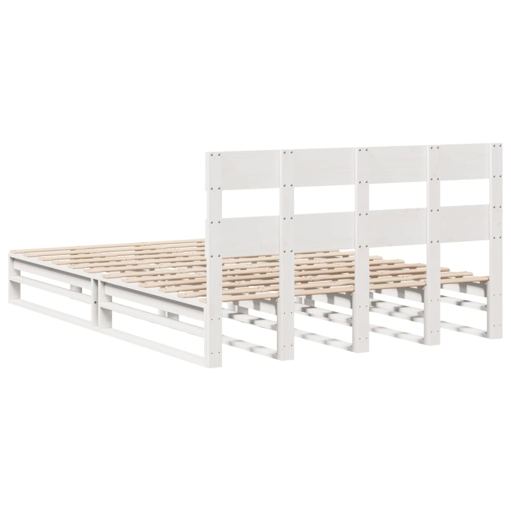 Bed Frame without Mattress White 150x200 cm King Size Solid Wood Pine